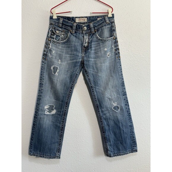 MEK Denim USA Jeans Easter Island Bootcut Men’s 30X34 Flap Pocket Distressed Y2K - Picture 1 of 16